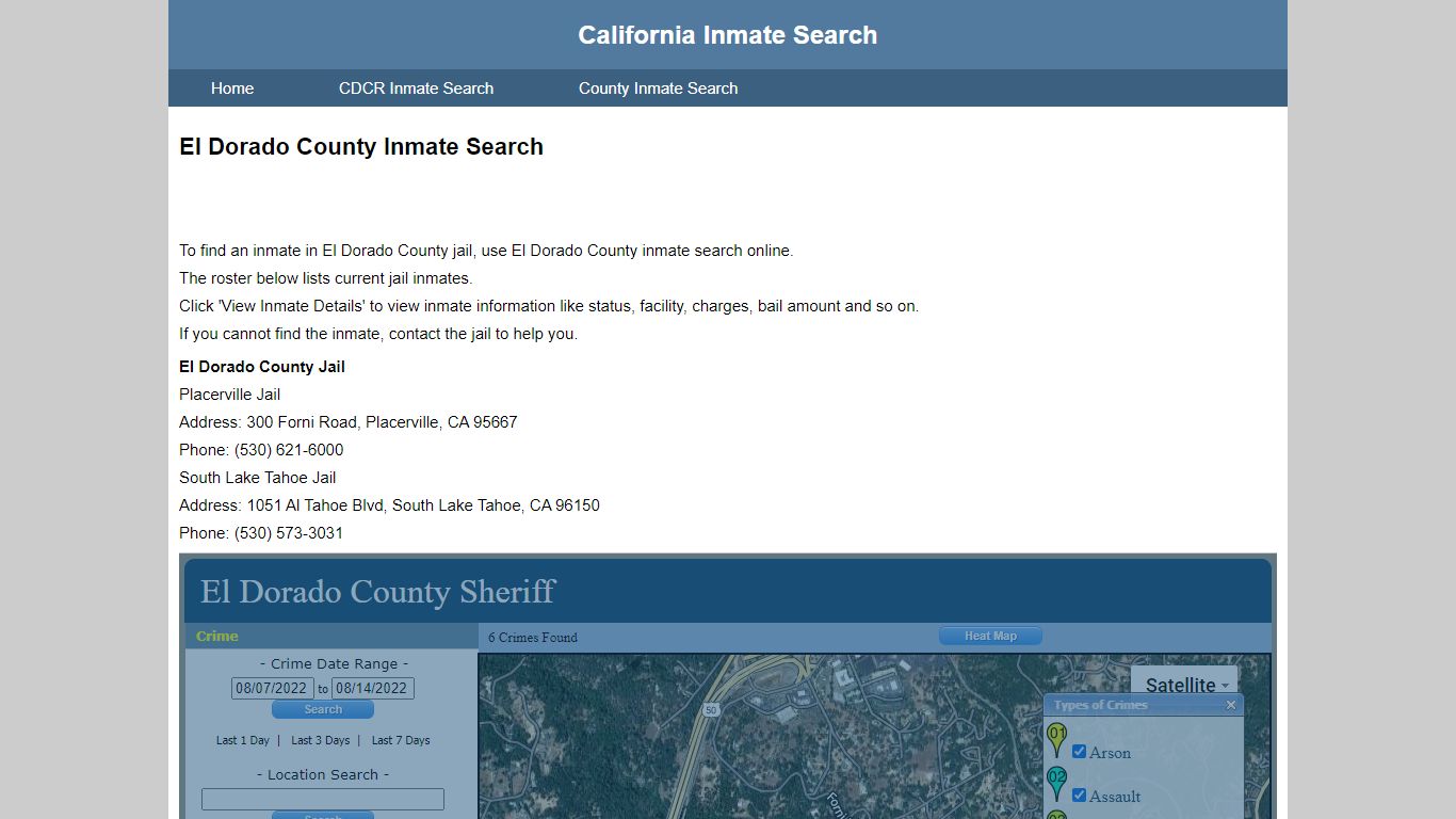 El Dorado County Inmate Search